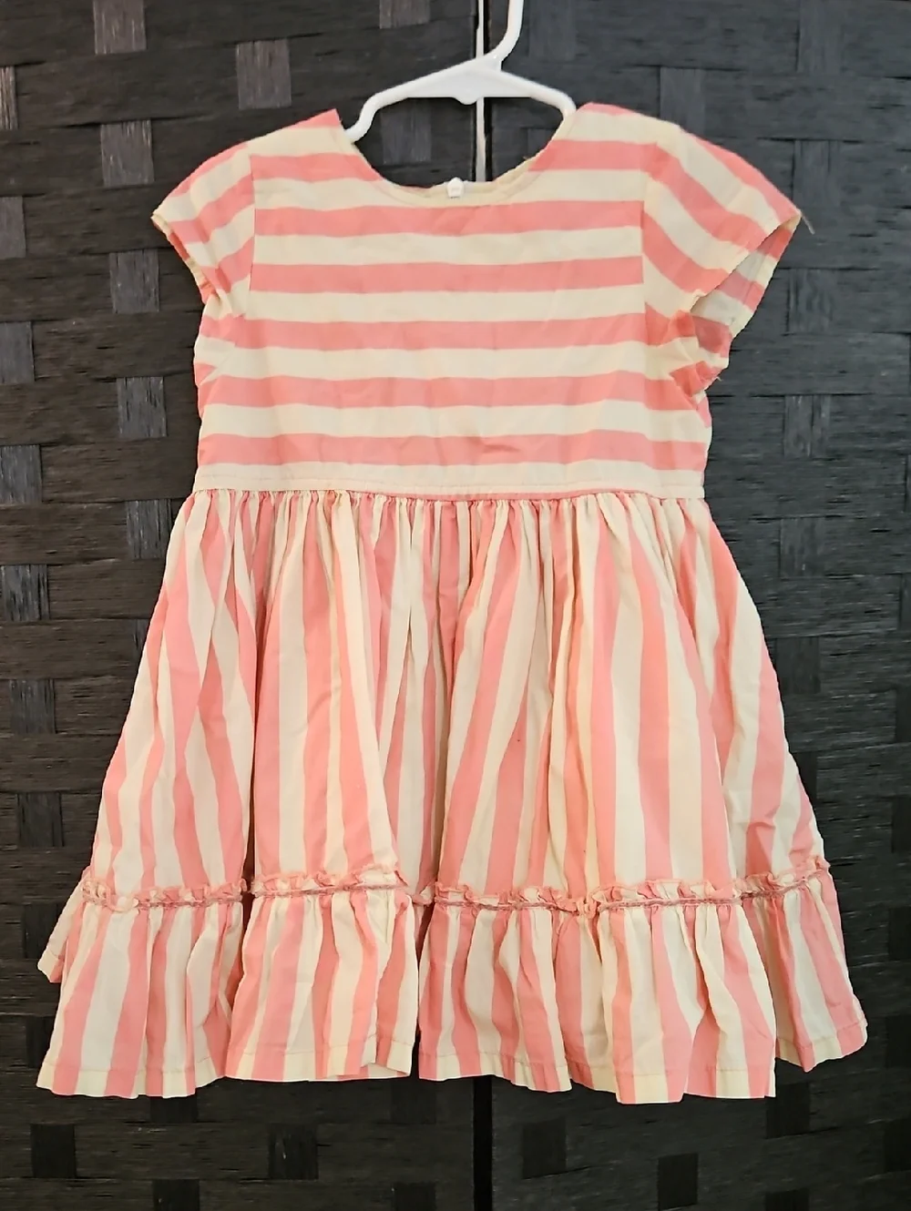 Pink Chicken Girls Pink and Cream Striped Cotton Dress 3T